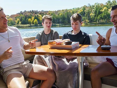Jax Thirio & Dalton Riley take turns getting their operate son-in-law's lad operate sonnie's cock-squeezing puckers no condom on a boat - Family